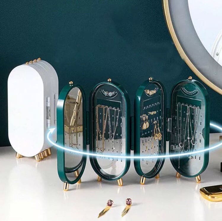 4 Doors Portable Jewelry Organizer With Mirror, Earrings Display Jewelry Rack, Hanging Earrings Holder 4 Doors Portable Jewelry Organizer With Mirror, Earrings Display Jewelry Rack, Hanging Earrings Holder